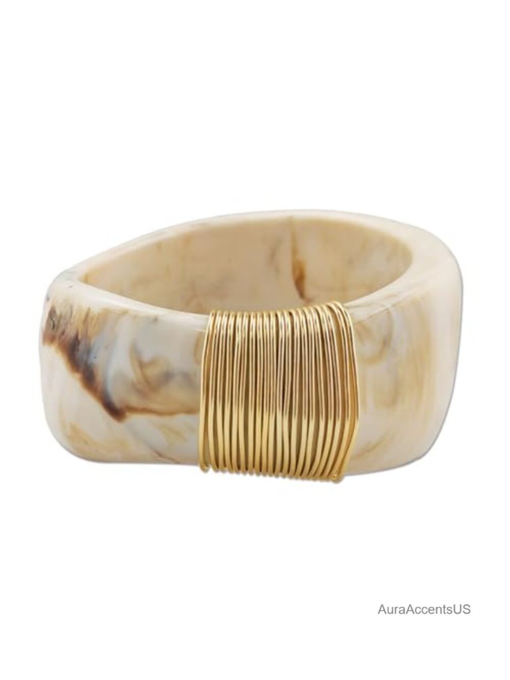 Gold Acrylic Chunky Bangle Bracelet for Women Polished Oval Wide Fashion Jewelry